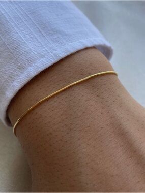 18K Gold Sterling Silver 925
Snake Chain Bracelet - Italy 7" length